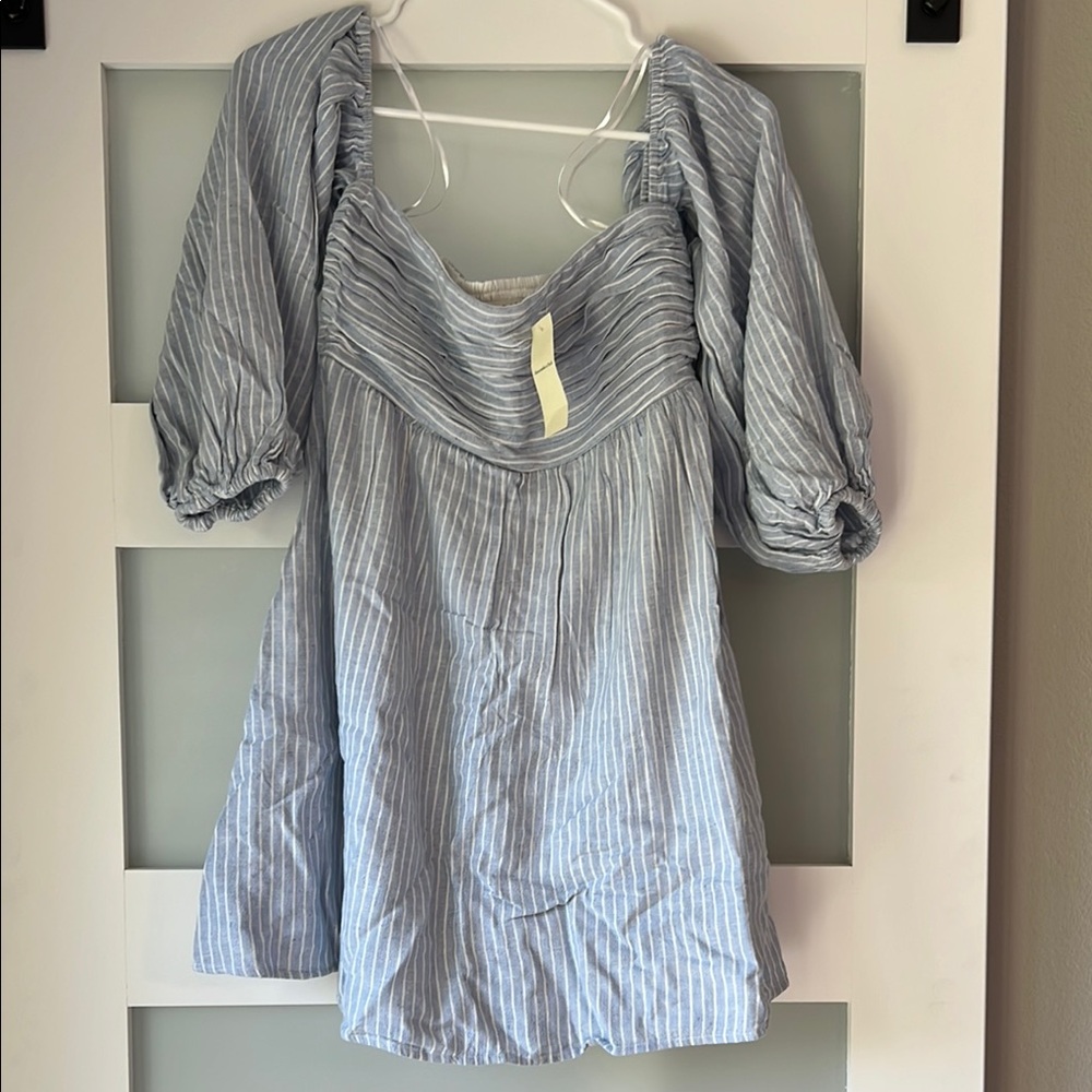 Abercrombie & Fitch Women’s Emerson Linen-Blend Off-The-Shoulder Mini Dress